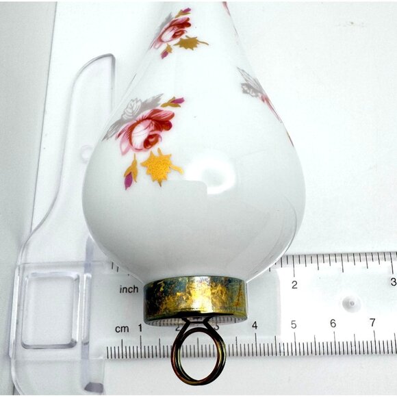 Floral Teardrop Set of 3 Christmas Holiday Ornament Hand Painted Gold Top  5.5" - Picture 9 of 10